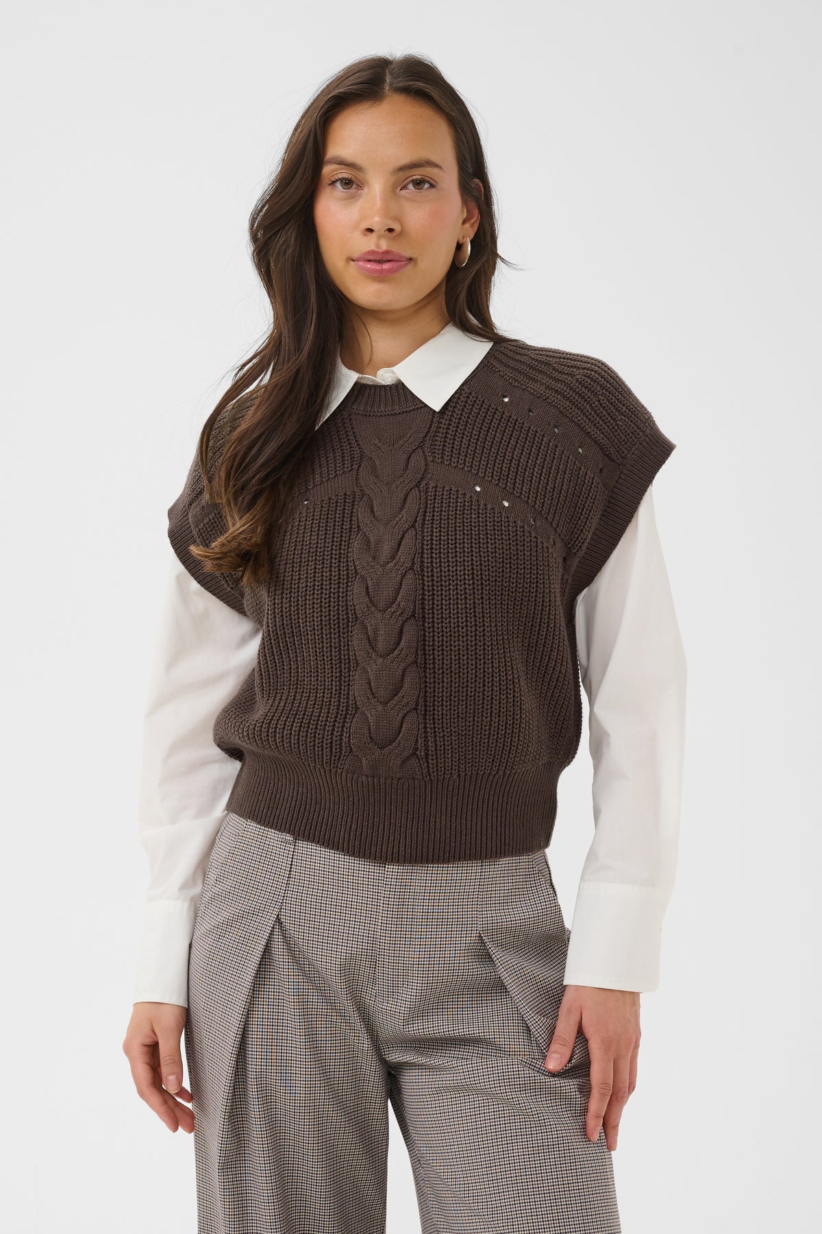 Trune Knit Waistcoat by Saint Tropez Knitwear & Sweaters SAINT TROPEZ