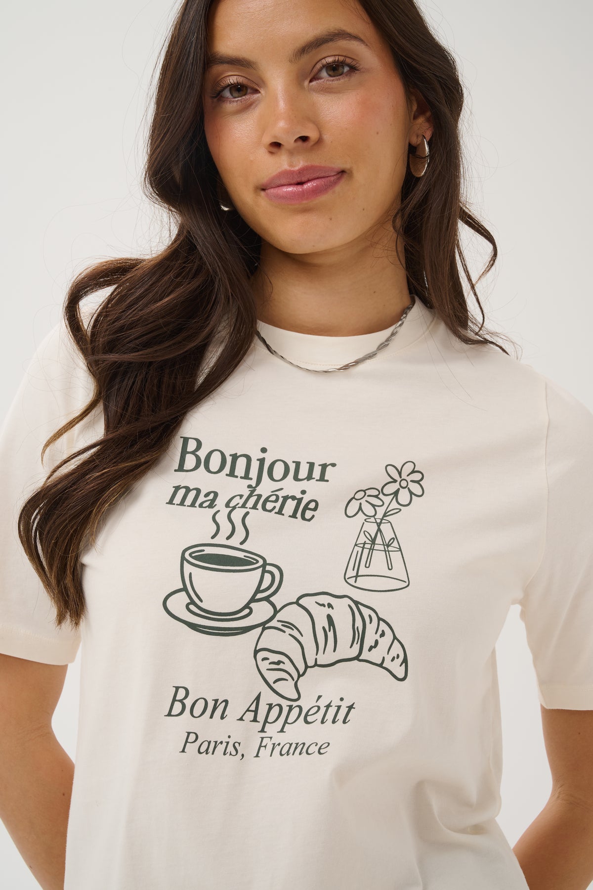 Tachell Bonjour Graphic T-Shirt by Saint Tropez Tops SAINT TROPEZ