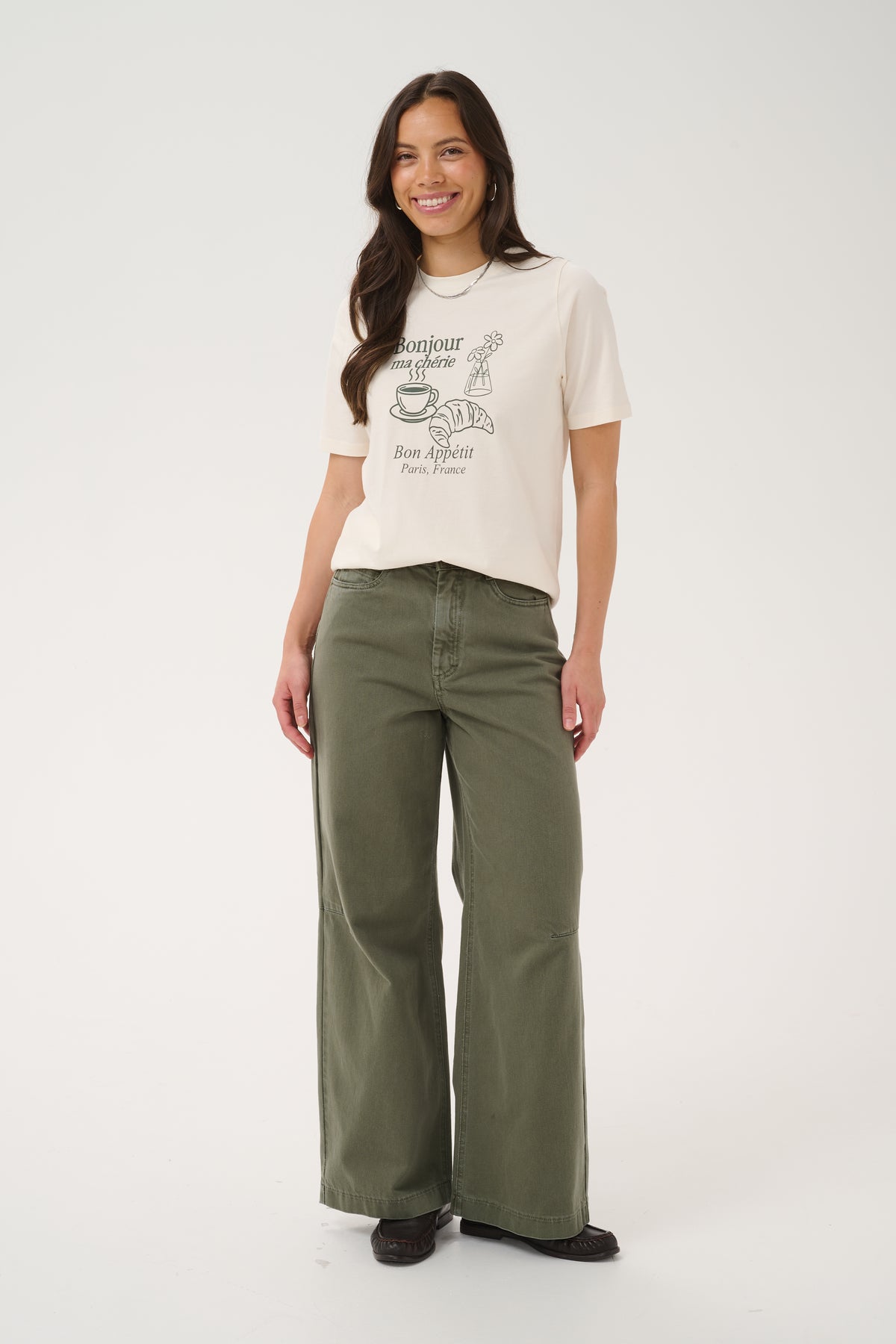 Tachell Bonjour Graphic T-Shirt by Saint Tropez Tops SAINT TROPEZ