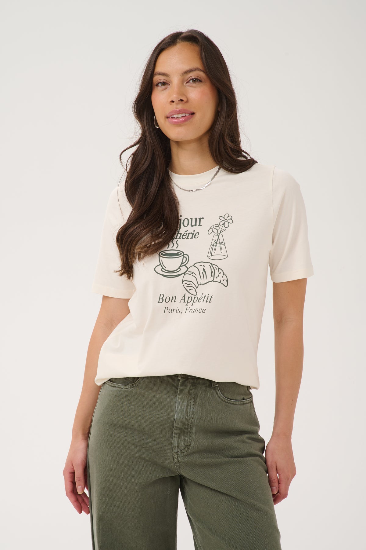 Tachell Bonjour Graphic T-Shirt by Saint Tropez Tops SAINT TROPEZ