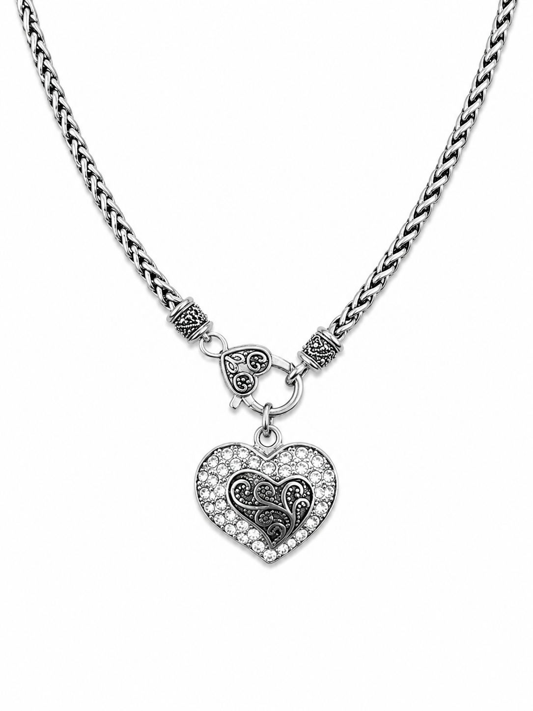 Crystal Heart Charm Necklace Necklace King of Glitz