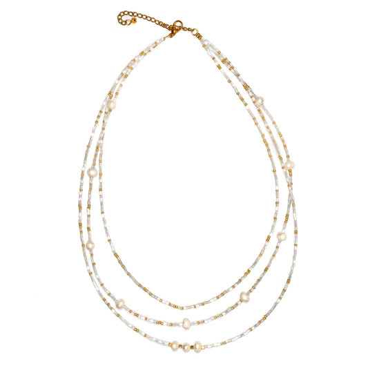Triple Strand Necklace With Pearls Jewelry Suzie Blue Canada Cream