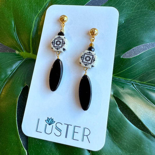 Brass + Czech Glass Statement Earrings