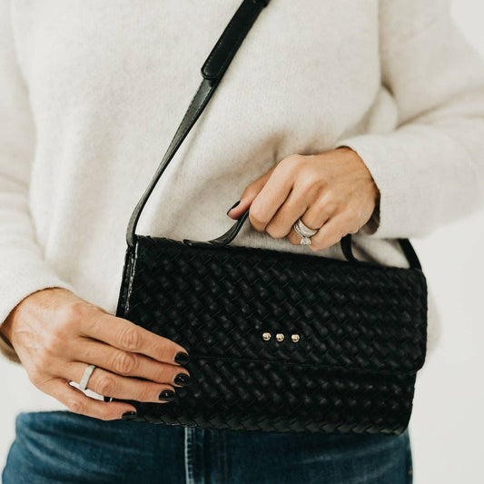 Urban Woven Clutch Crossbody Purse Pretty Simple Black