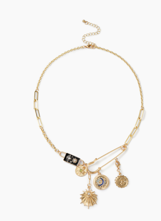 HoopLa - Celestial Black Coin Charm Black Moon Necklace Jewelry HoopLa