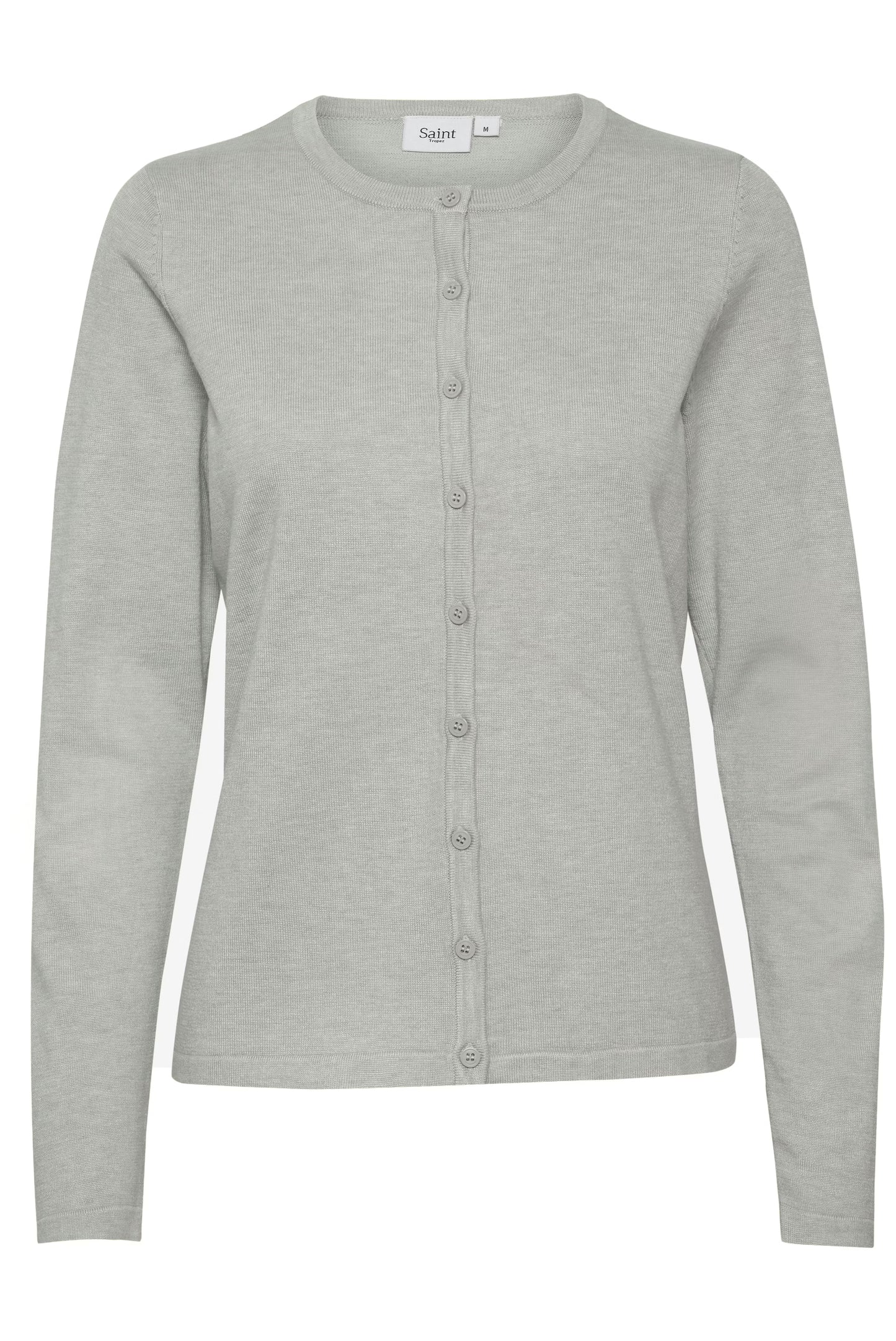 R-Neck Cardigan by Saint Tropez Cardigans Saint Tropez Mist Grey Melan
