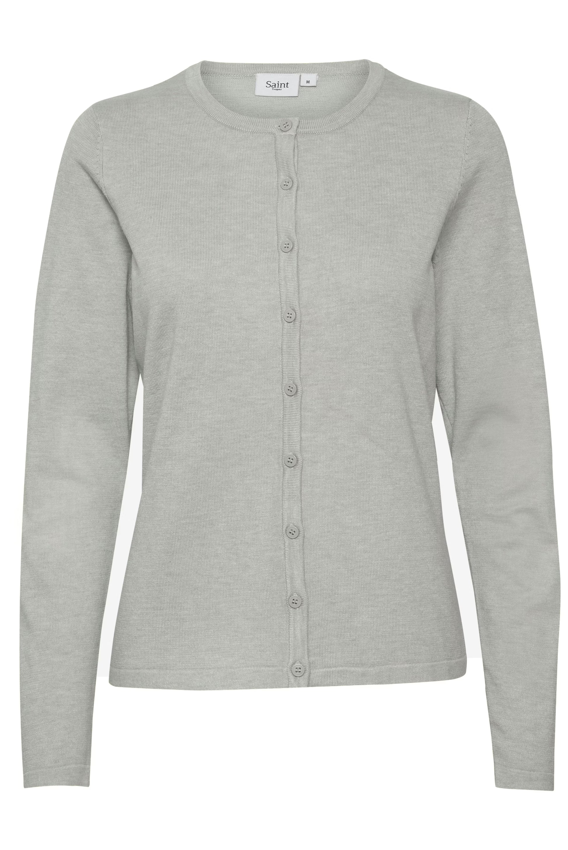 R-Neck Cardigan by Saint Tropez Cardigans Saint Tropez Mist Grey Melan