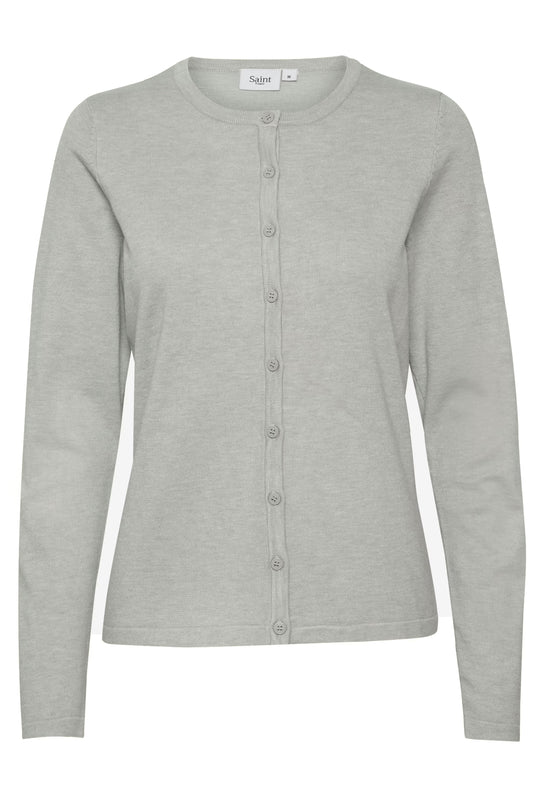 R-Neck Cardigan by Saint Tropez Cardigans Saint Tropez Mist Grey Melan