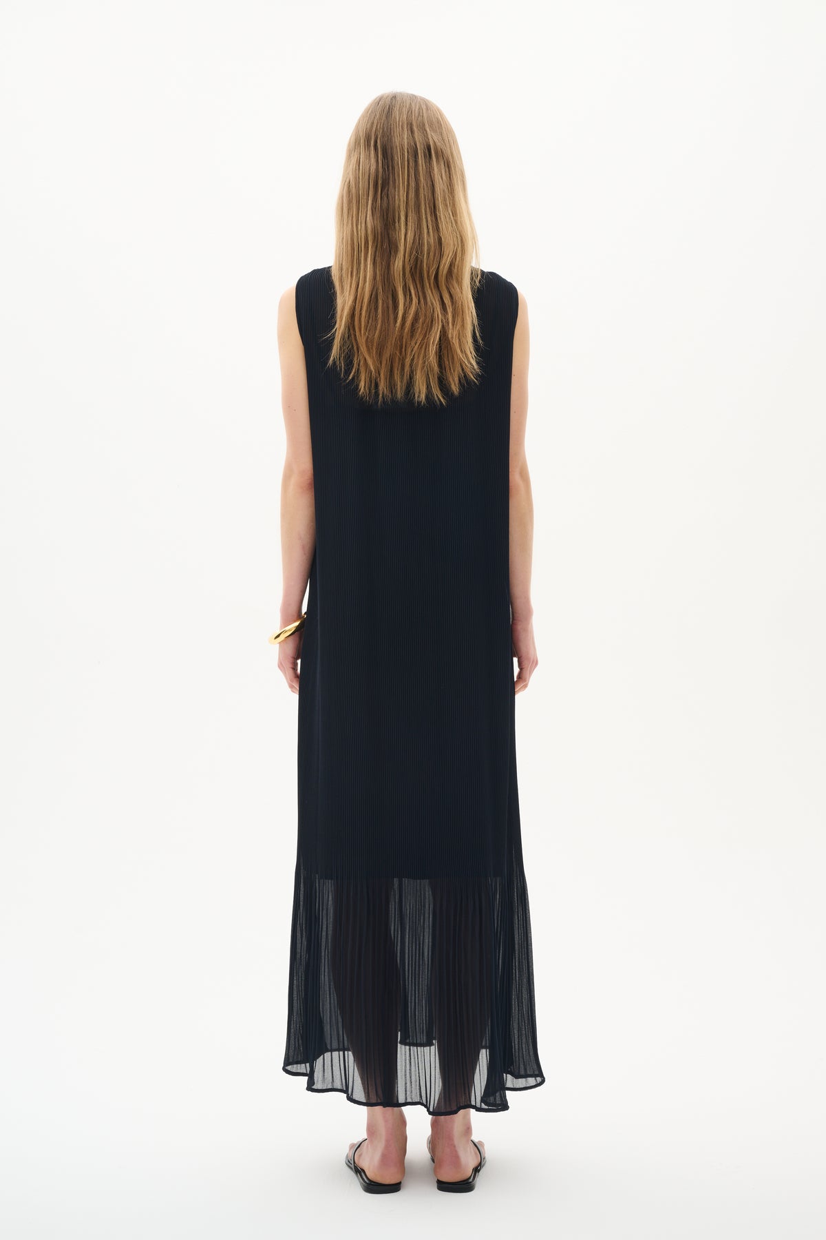 Finley Pleated Dress by InWear in Marine Blue — Lookbook Back (450)
