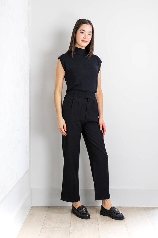 PRIV Collections - Valentina Pleated Trouser in Black