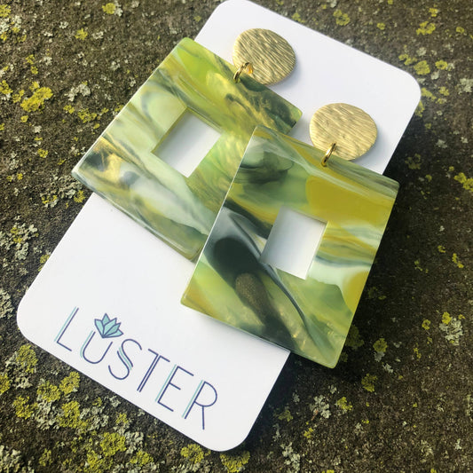 Rectangle Drop Statement Earrings