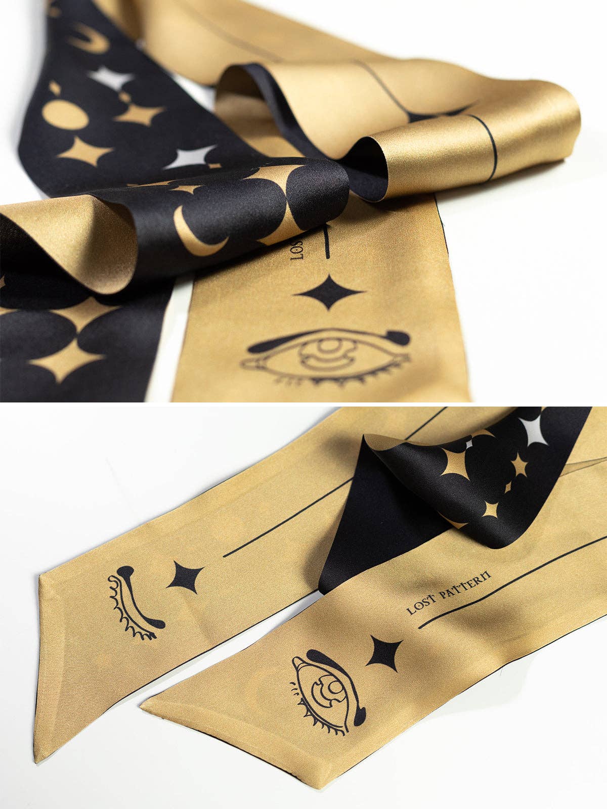 Silk Neck Bow Scarf by Lost Pattern NYC - "Moonlit Stars" Accessories Lost Pattern NYC