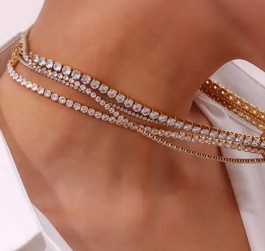 Tennis Necklace Necklace HoopLa Style Gold