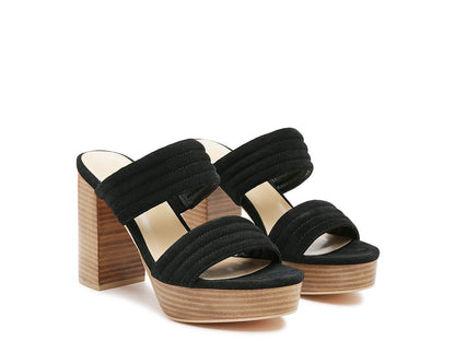 Slip-On Suede Block Heeled Sandal