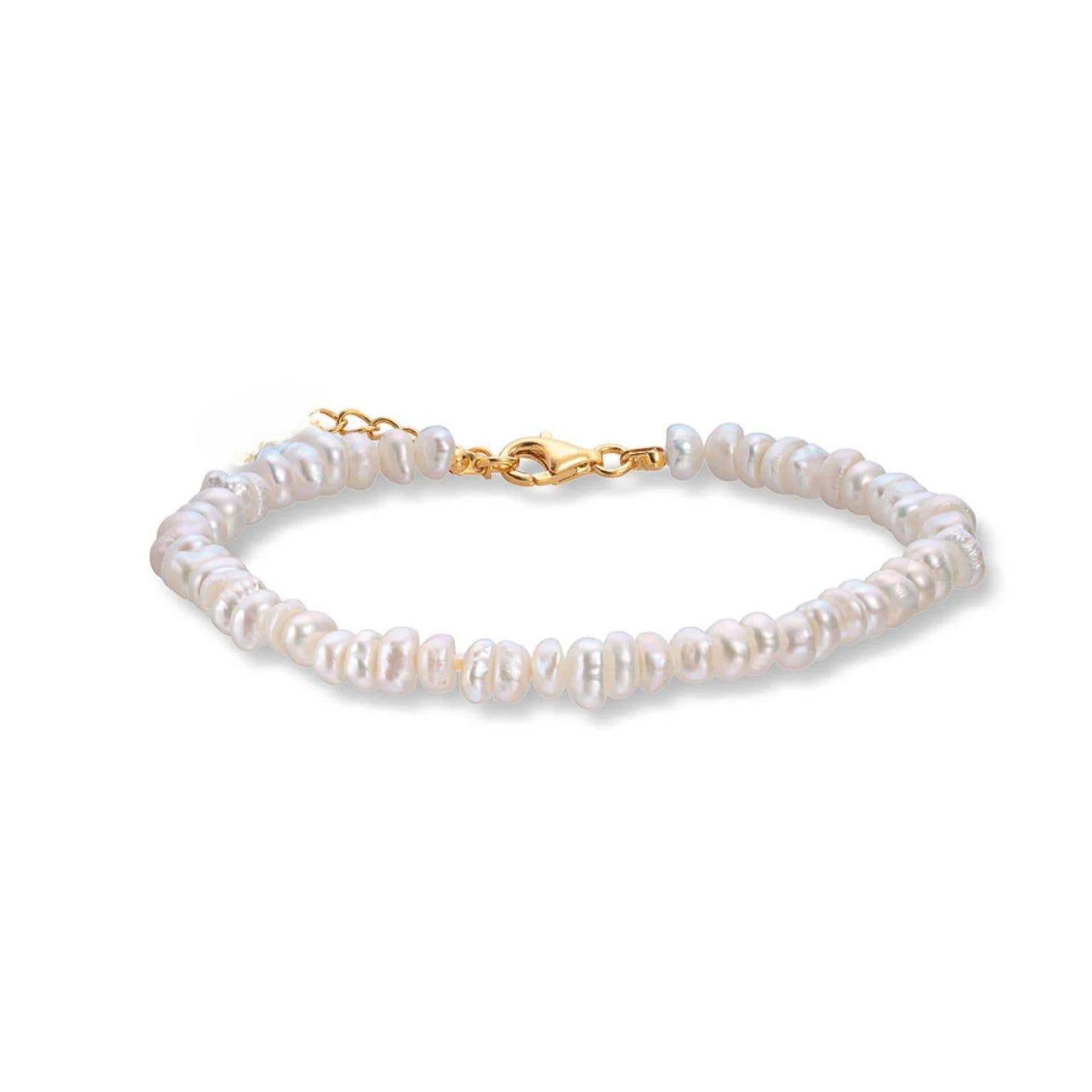 HoopLa - Luna Bloom Dainty Petite Buroque Pearl Bracelet – Steel Bracelet HoopLa