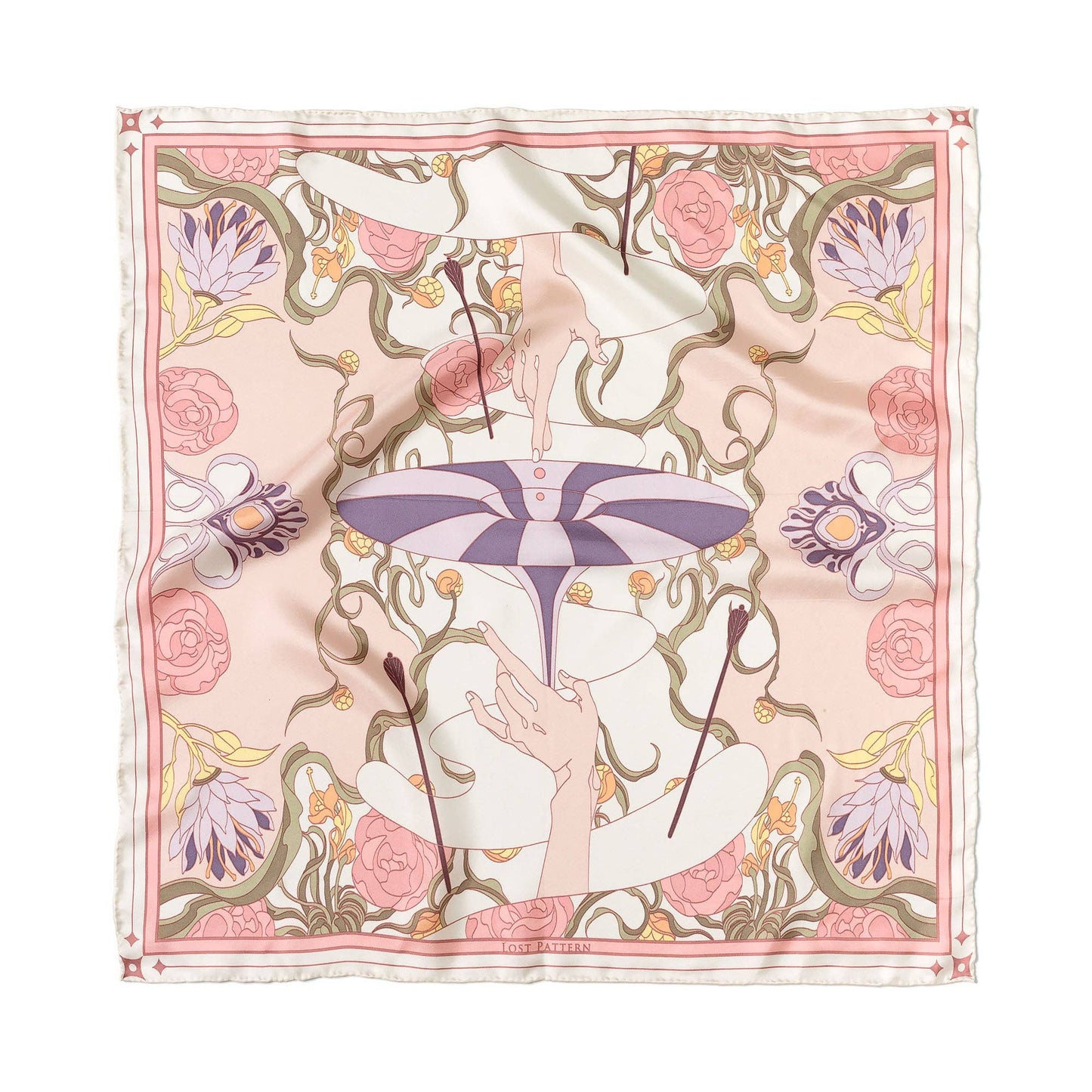 Bandana Silk Scarf by Lost Pattern NYC - "The Dreamer" Accessories Lost Pattern NYC Pink