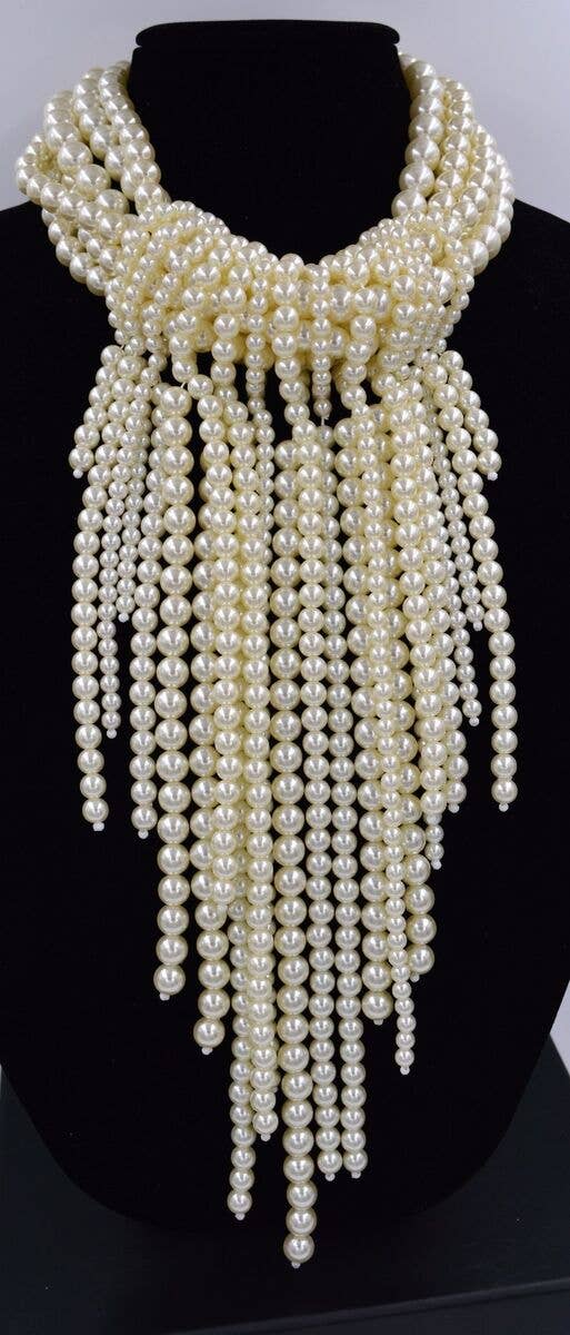 Pearl Fringe Bib Necklace
