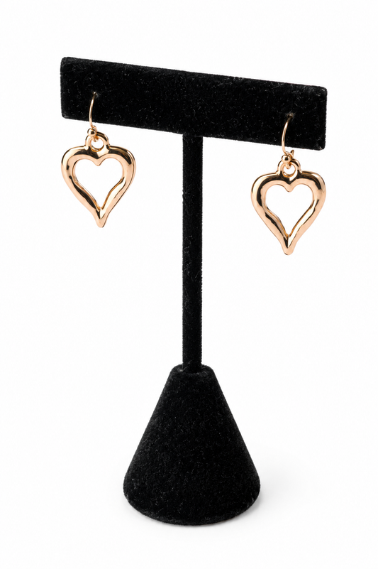 Open Heart Drop Earrings Earrings King of Glitz