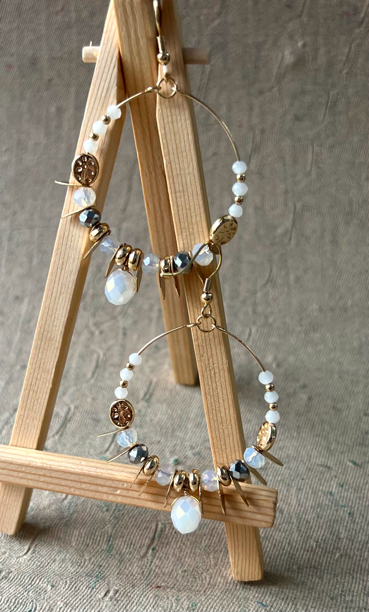 Gold Beaded Gorgeous Hoop Earrings by Anji