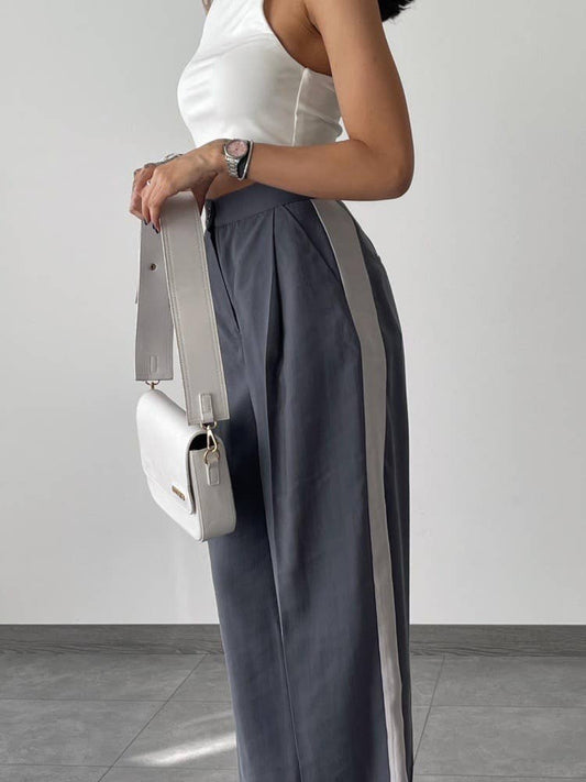 Wide Leg Pants Tuxedo Stripe