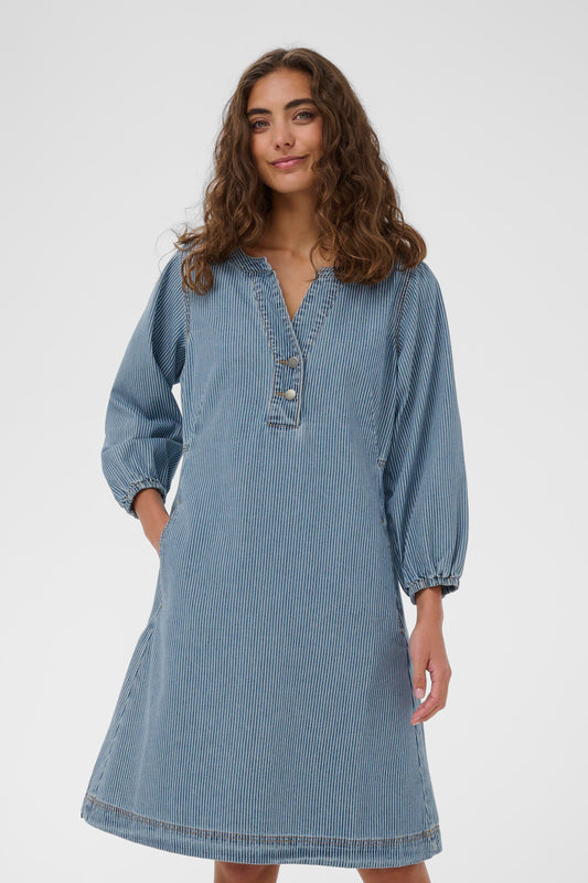 Ayna 3/4 Sleeve Dress by Culture Dress Culture Denim Pin Stripe