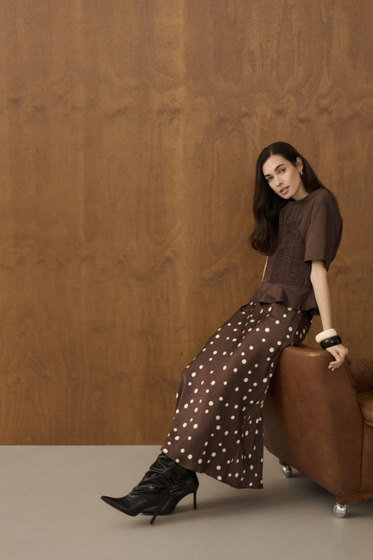 CUDotty Skirt by Culture Skirts & Shorts Culture Brown