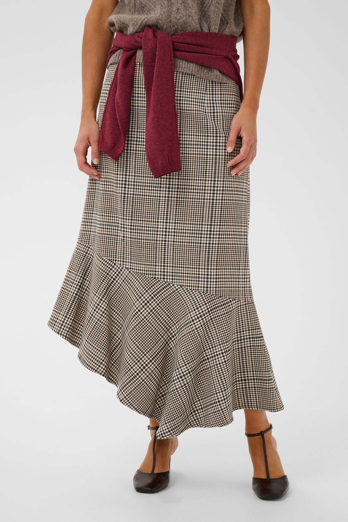 CUbirsen Long Skirt by Culture in Black Check - product image 7