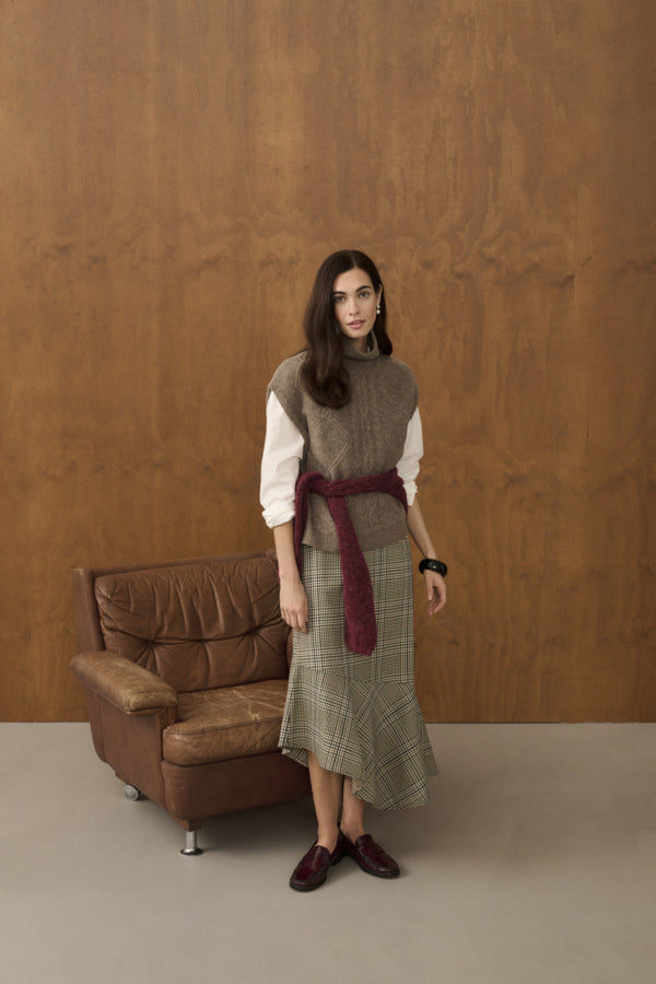 CUbirsen Long Skirt by Culture in Black Check - product image 2