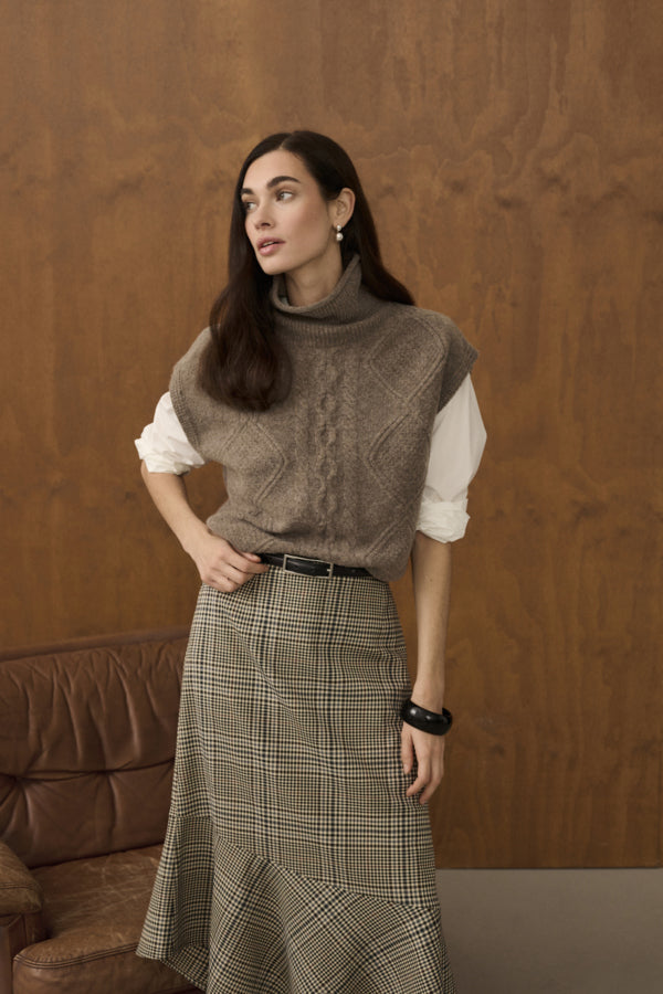 CUbirsen Long Skirt by Culture in Black Check - product image 3