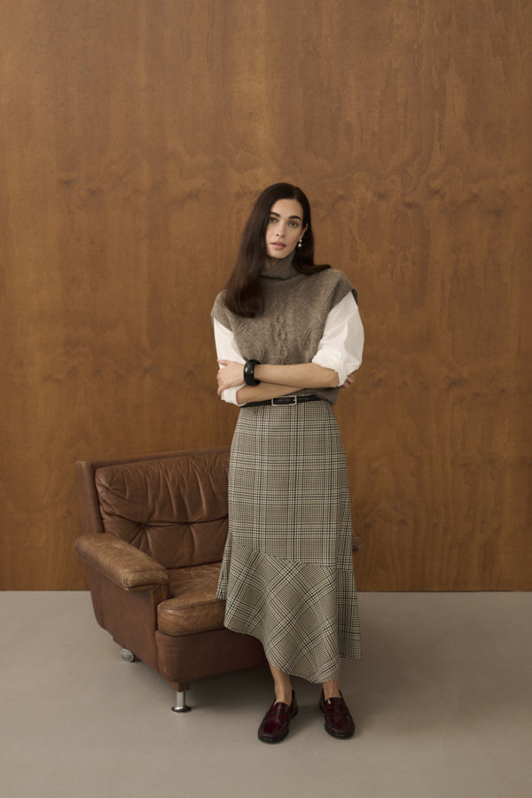 CUbirsen Long Skirt by Culture in Black Check - product image 4