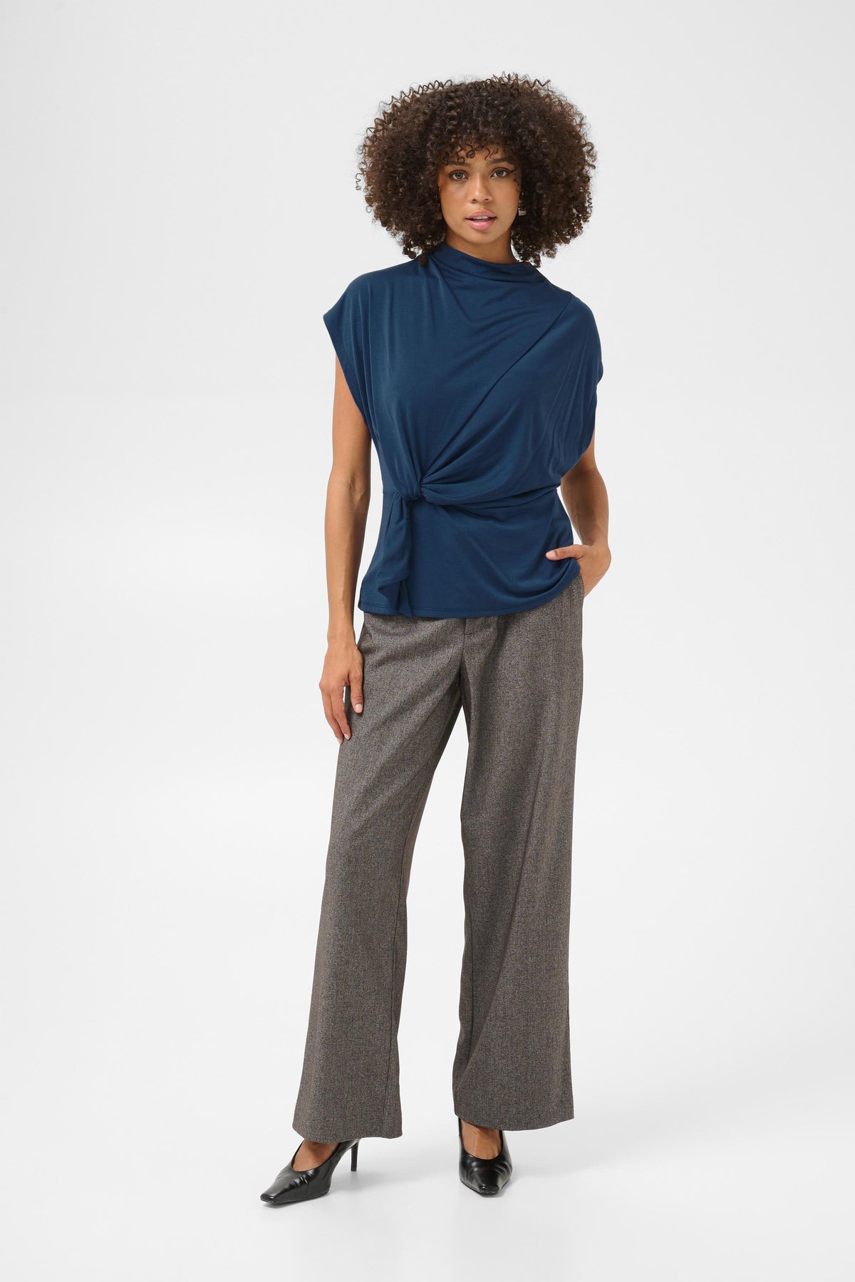 Philla Draped Short Sleeve Blouse by Culture Tops Culture