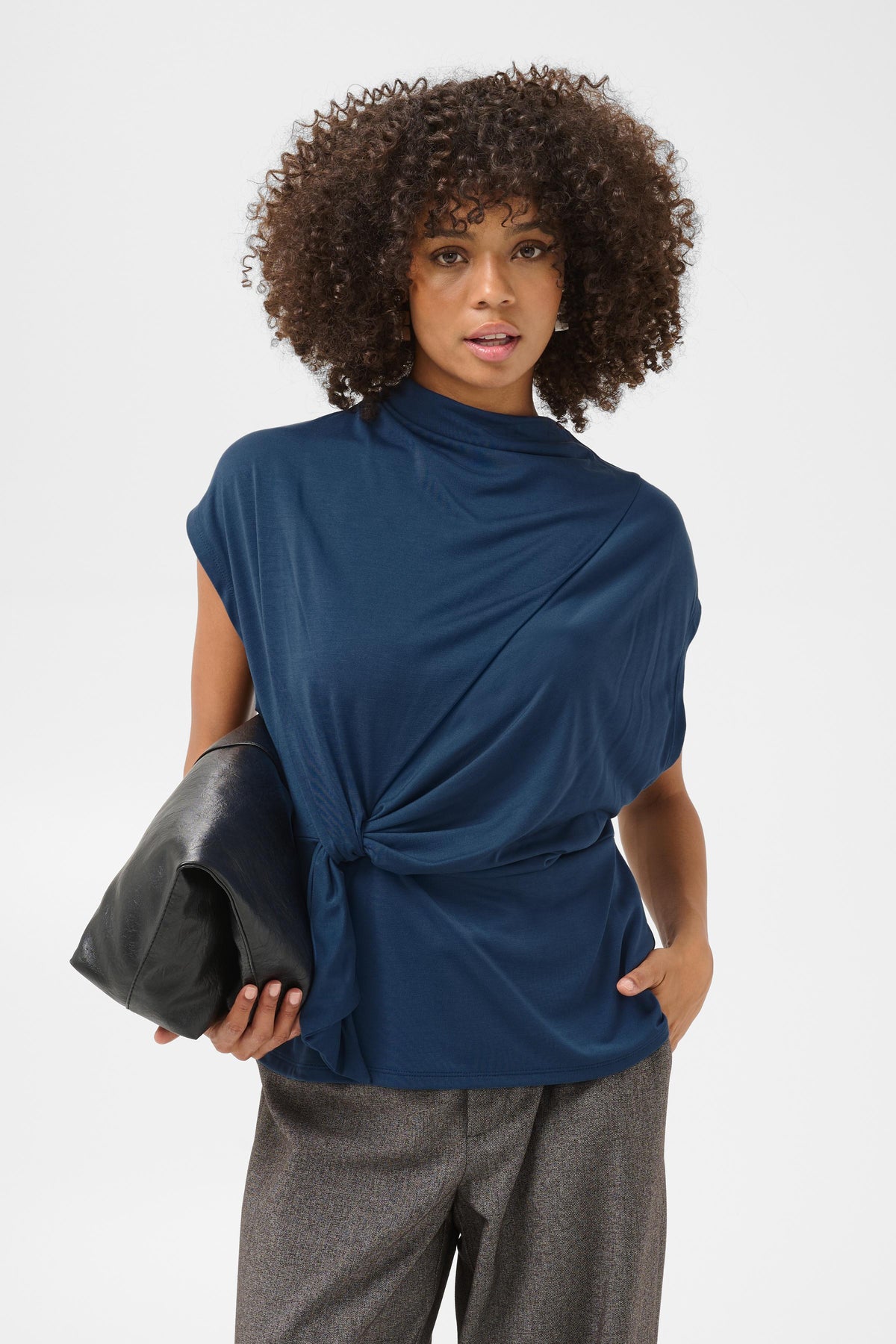 Philla Draped Short Sleeve Blouse by Culture Tops Culture