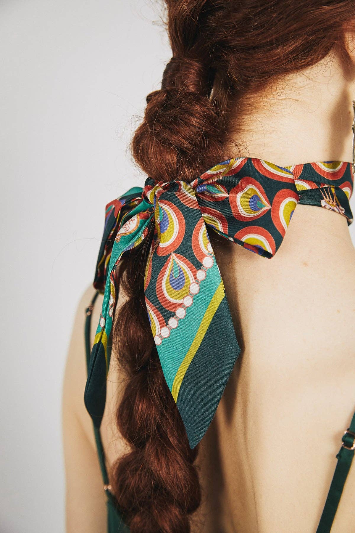 Silk Twilly Neck Bow by Lost Pattern NYC - "Peacock" Accessories Lost Pattern NYC