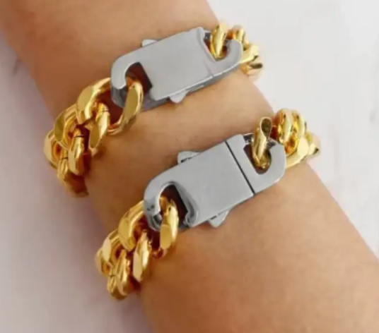 XXX Lock and Link Cuban Bracelet Bracelet HoopLa Style Mixed Metal