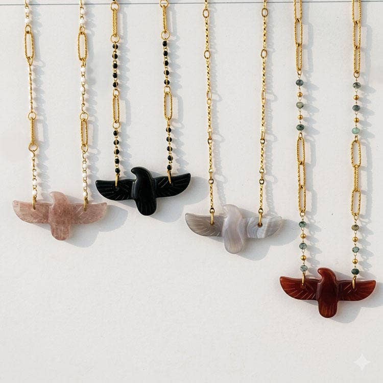 Stone Bird Necklace by HoopLa Jewelry HoopLa