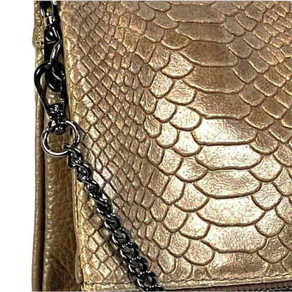 Snake-Effect Leather Envelope Bag by Chenson & Gorett