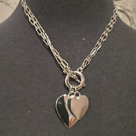 Double Heart Necklace by King of Glitz Necklace King of Glitz