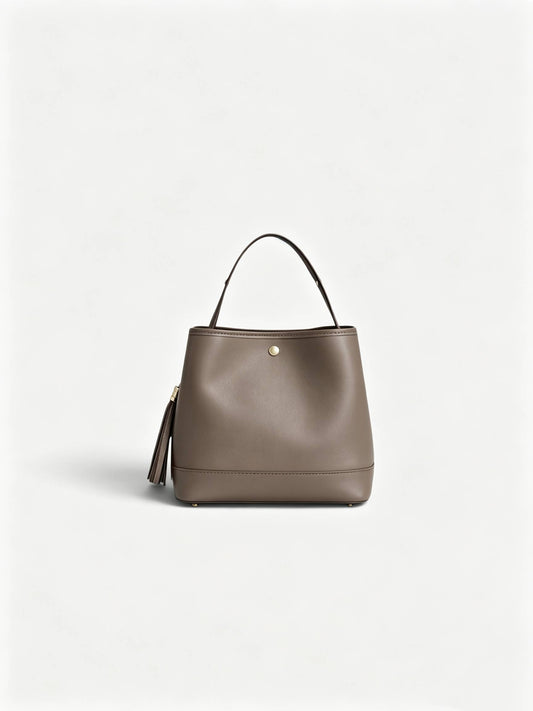 XS Abrasive Brushed Genuine Leather Bucket Handbag Handbag Nanabags Taupe