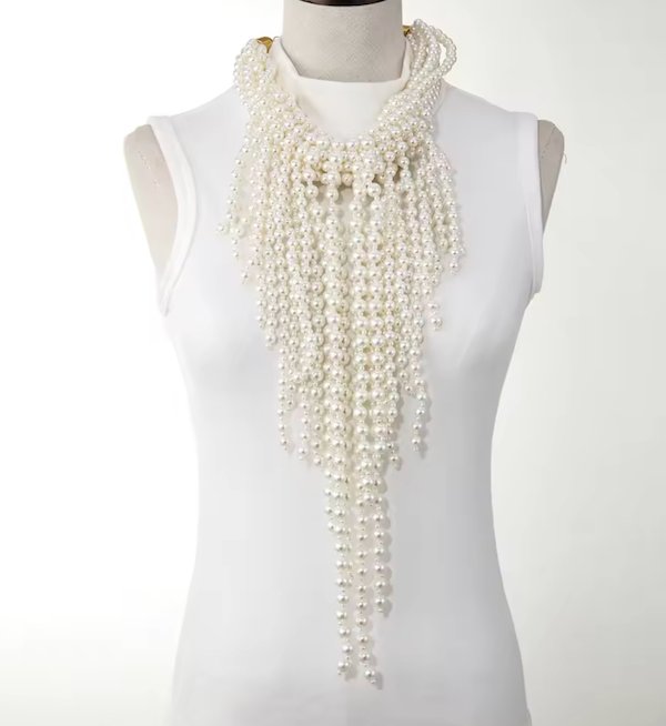 Pearl Fringe Bib Necklace