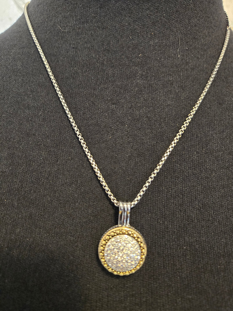 Round Pendant with CZ by King of Glitz Necklace King of Glitz