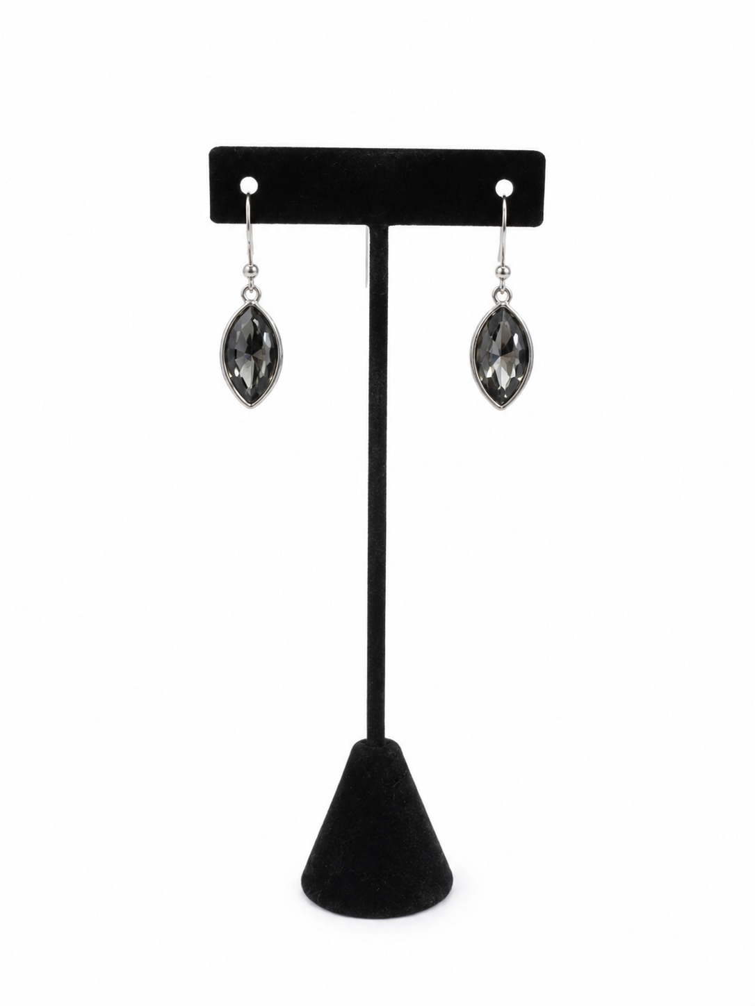 Black Gem Drop Earrings Accessories King of Glitz