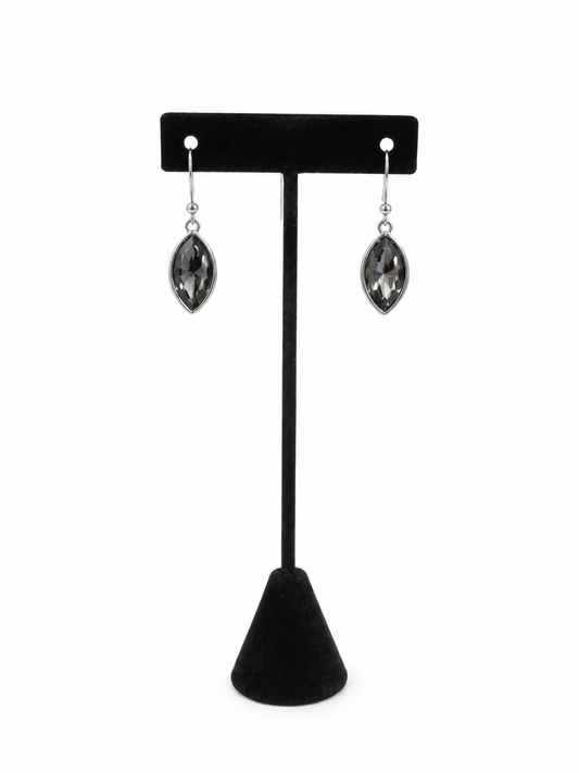 Black Gem Drop Earrings Accessories King of Glitz