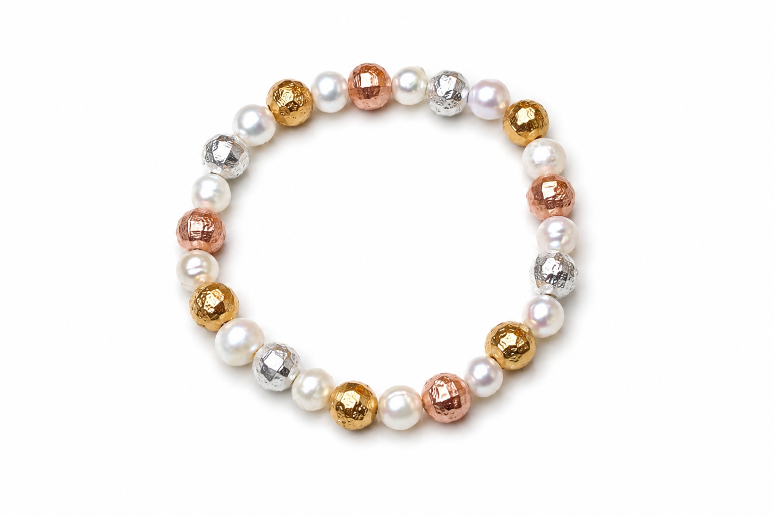 Triple Tone Pearl Bracelet Bracelet King of Glitz