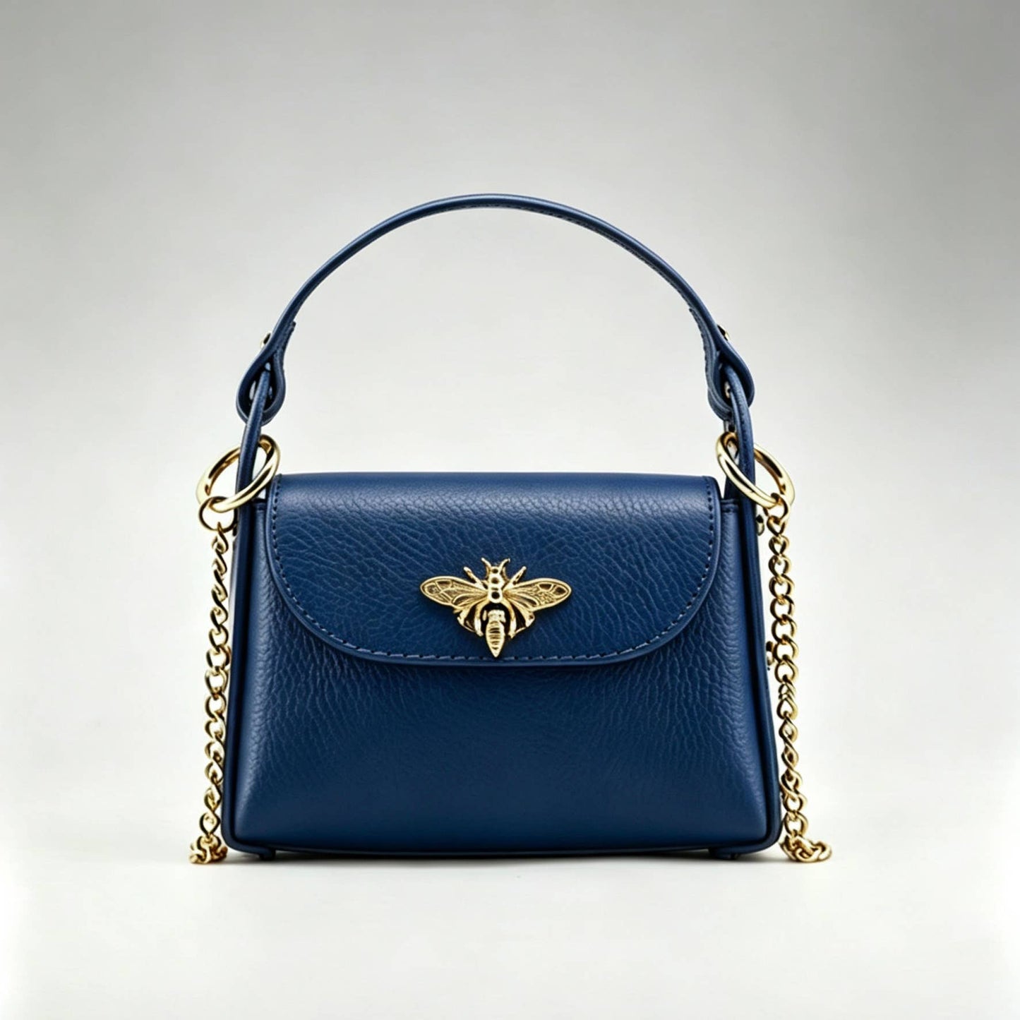 Bee Happy Mini Leather Crossbody Bag Purse Nanabags Blu
