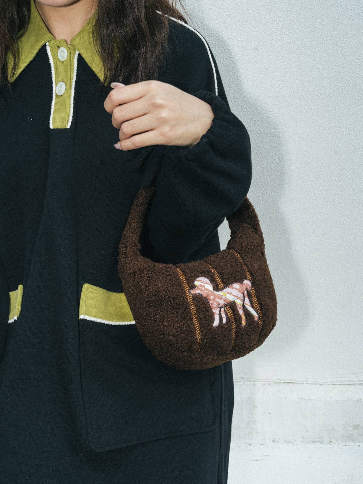 Half Moon Shearling Bag by Lost Pattern - Chocolate Purse Lost Pattern NYC