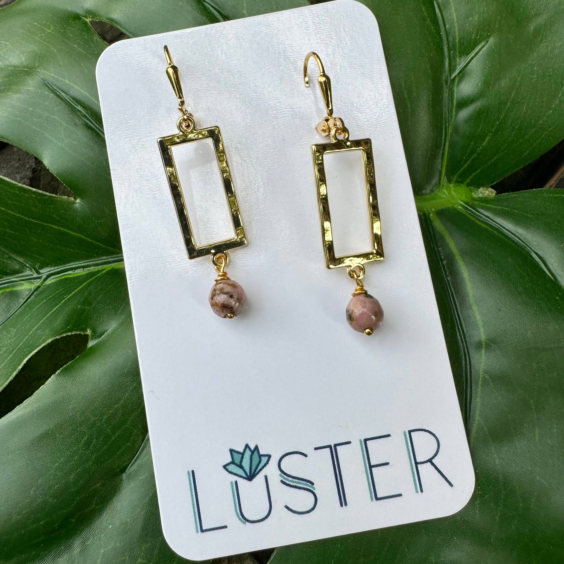 Brass + Stone Dangle Earrings Accessories LUSTER