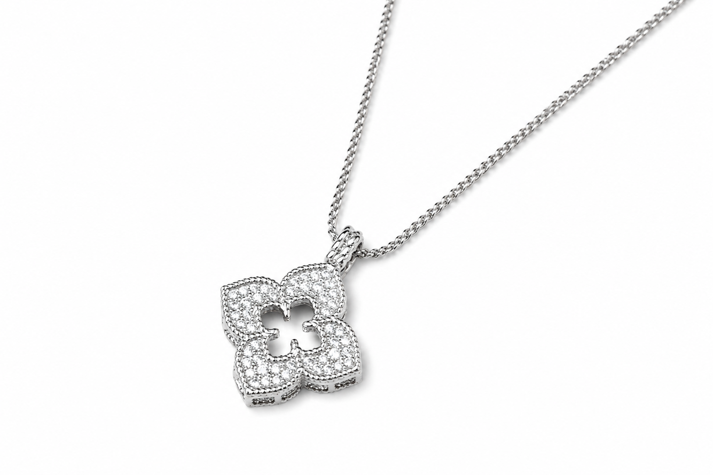 Crystal Clover Pendant Necklace Necklace King of Glitz