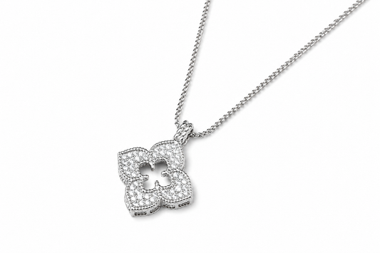 Crystal Clover Pendant Necklace Necklace King of Glitz