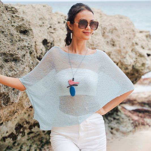 Suzie Blue Canada - Sheer Mesh Poncho - Mint