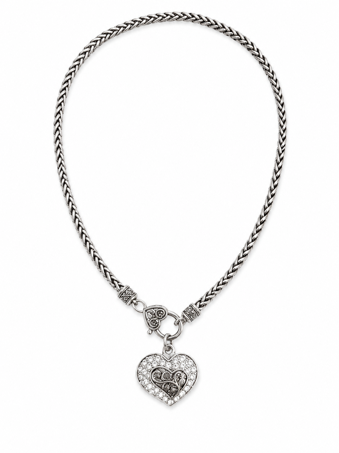 Crystal Heart Charm Necklace Necklace King of Glitz